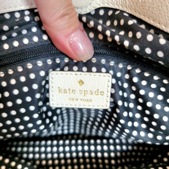 Kate Spade NY Cream Ivory Leather Shoulder Handbag, + Scarf/ Pompom, Non Smoking - Picture 13 of 14
